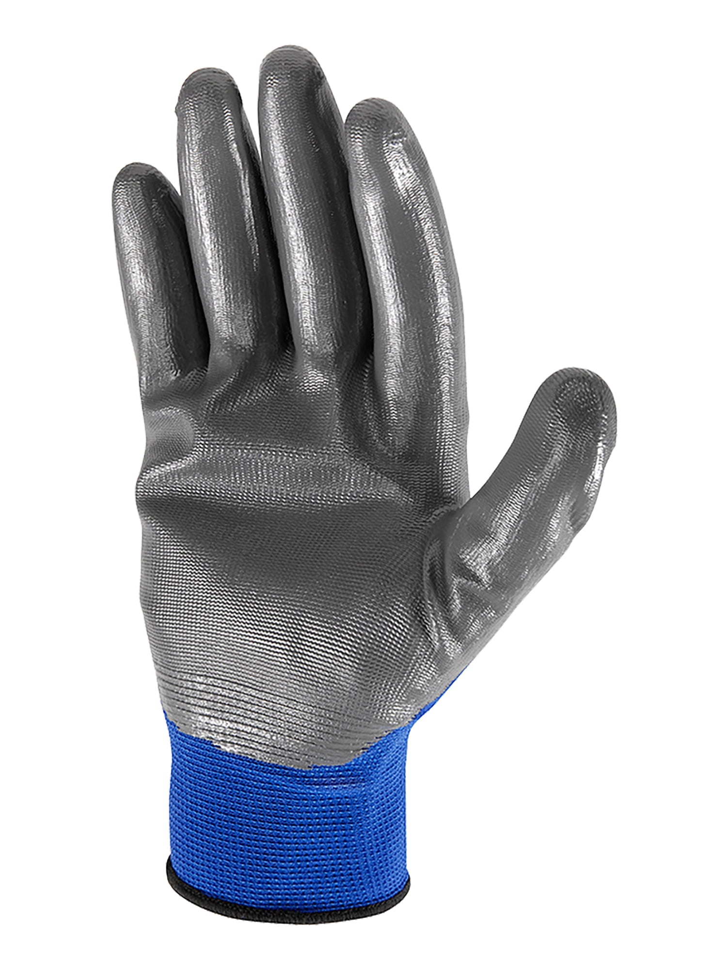 Men's Coated Grip Work Gloves with Latex Coating, Large (Wells Lamont 524), Black on Blue