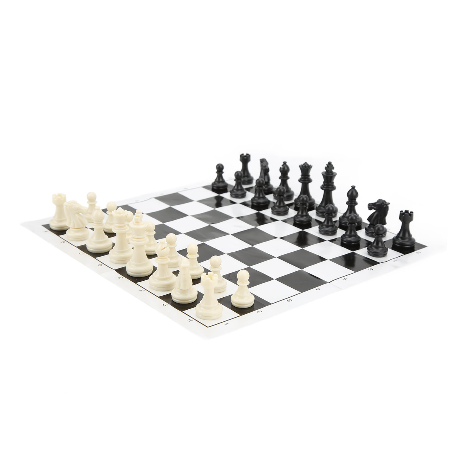 32 Tournament Chess Pieces Set Weighted Plastic Pieces with King Black&White 