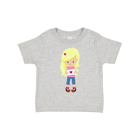 

Inktastic Valentine s Day Girl Girl in Love Blonde Hair Gift Toddler Toddler Girl T-Shirt