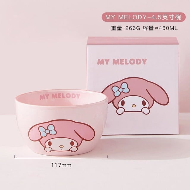 Sanrio Hello Kitty Melody Ceramic Bowl Household Sala Noodles Soup