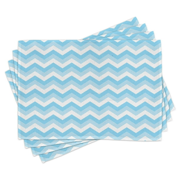Chevron Placemats Set of 4 Zigzag Pattern Sea Aqua Colors Classic