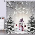 thumbnail image 3 of Christmas Shower Curtain, Cute Snowman Snowflake Forest Grey Winter Fabric Shower Curtains for Bathroom, Xmas Holiday Gray Bathroom Accessories Decor with Hooks Set 72 x 72 Inches, 3 of 6