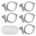 thumbnail image 1 of Uxcell 5Pack Abrazaderas Tri, 2.01 Pulgadas Acero Inoxidable 304 Abrazaderas Tri de Pin Único de Alta Resistencia con Tuerca de Ala y Juntas de Silicona para Ferrule TC, 1 of 6