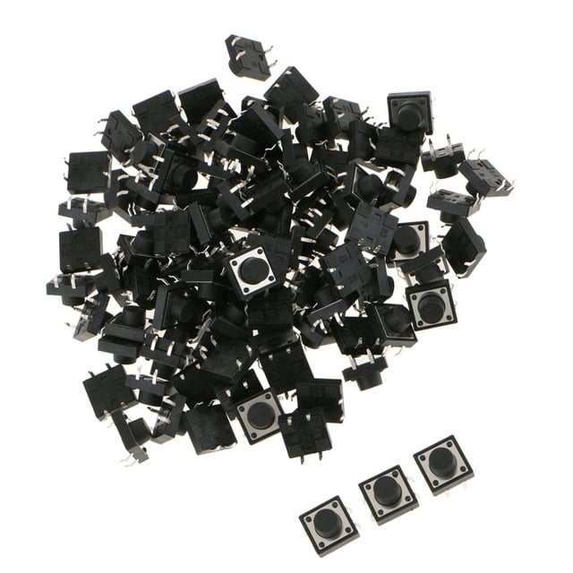 Colaxi 100 Pieces 12x12x7mm Tactile Push Button Switch Micro Momentary Tact Assortment 4- Pin