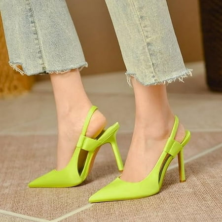 

Women Classic Slingback High Heels Closed Pointed Toe Satin Stiletto Pumps Buckle Ankle Strap Slip On Stiletto Heels Sandals Backless Sexy Wedding Party Office Dress Shoes