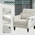 thumbnail image 4 of Armchair, Midcentury Modern Chair with USB and Side Storage, Comfy Upholstered Chairs for Living Room Bedroom Apartment, Oversized Chenille Accent Chair, Beige, 4 of 7