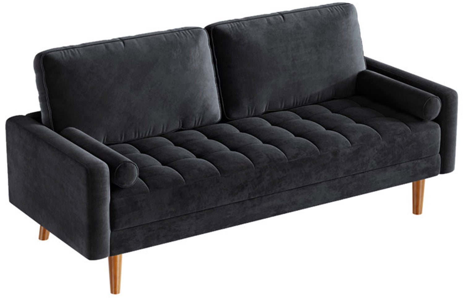Neche Sofa for Living Room,Solid Wood Foot, 2 Seater Small Modern Loveseat Couch in a Box  - Black