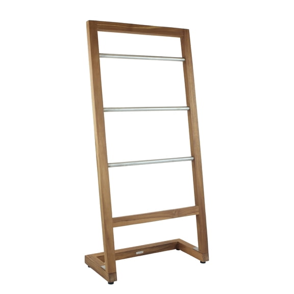 Patented Sula™ Angled Teak & Stainless Towel Stand