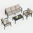 thumbnail image 2 of MRUAKA Aluminum Patio Furniture Set, 6 Pcs Modern Outdoor Sofa Sets, Outdoor Sectional Patio Conversation Set with Coffee Table for Backyard, Poolside, Beige, 2 of 10