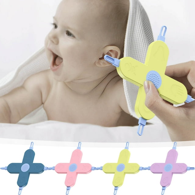 Fiudx Kit de Aseo 4 En 1, Limpiador Multifuncional de Nariz y Oídos, Uñas y Ombligo, Herramienta Portátil para El Cuidado Infantil, Seguro y Cómodo, Ideal para Viajes, Diseño Compacto, Amarillo/Morad