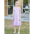 thumbnail image 5 of Aridak Girls Nightgowns Cute Princess Sleepwear Flutter Sleeve Pajamas Nightie Dress Purple 5-12 Years, 5 of 7