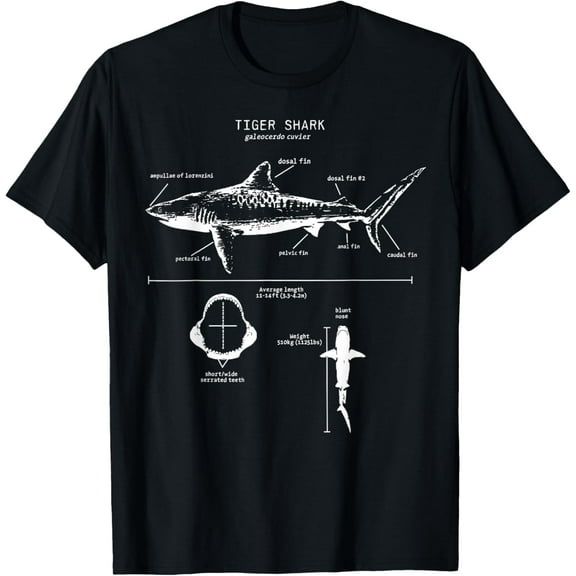 Tiger Shark Anatomy Marine Biologist T-Shirt
