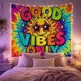 thumbnail image 2 of Yellow Smiley Face Against Neon Paint Splatter, Energetic Psychedelic for Pop Art Fans, Retro Pop Art Decor, Housewarming Gift Tapestry Wall Hanging for Bedroom and Living Room, 2 of 7