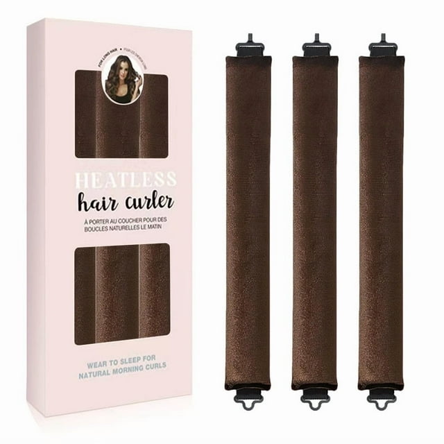 Soft Satin Heatless Hair Curler for Women - Overnight No - Heat Styling Rods, Sleep - In Curls for All Hair Types(3PCS, Coffee)