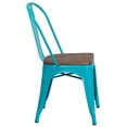 thumbnail image 2 of 4 Pk. Crystal Teal-Blue Metal Stackable Chair with Wood Seat, 2 of 7