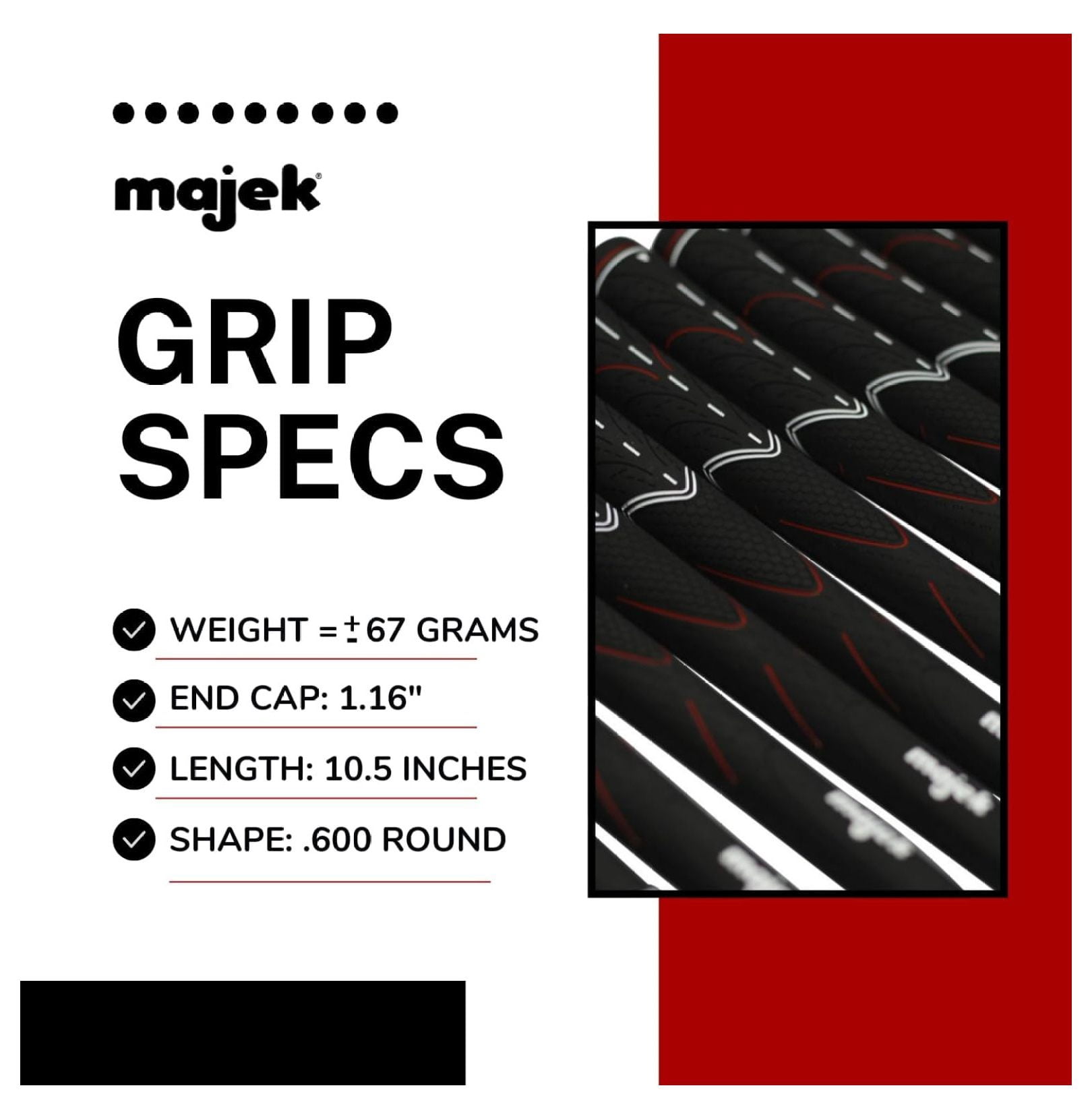 8 All Senior Men's Tour Pro Black Midsize Golf Grips