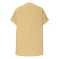 thumbnail image 6 of LNWUY Womens Casual Button V Neck Short Sleeve Shirts Oversized Blouses Tops Fashion Solid Color Cotton Linen Shirts Beige XL, 6 of 6