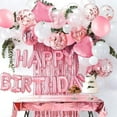 thumbnail image 4 of RV Decoración de Cumpleaños para Niña Globo Rosa, Pancarta de Feliz Cumpleaños, Mantel de Cortina con Flecos, Globo de Cumpleaños de Estrella de Corazón Blanco Rosa, Confeti de 10g para Mujer - Decora, 4 of 5