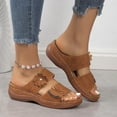 thumbnail image 4 of AXXD Brown Summer Sandals for Women Wedge Summer Beach Mothers Day, 4 of 5