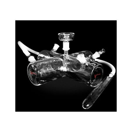 VAPOR GLASS HOOKAHS X 12” WIDE COMPLETE HOOKAH SET WITH CASE: Portable Glass Hookahs with multi hose capability from a Single Hose shisha pipe to 2 Hose, 3 Hose, or 4 Hose narguile (Best All Glass Hookah)