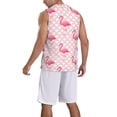 thumbnail image 5 of Easygdp Cute Flamingo with Heart Men's Mesh Basketball Jersey Quick Drying Sleeveless Shirts Fitted Muscle Tank Tops Sport Round Neck T-Shirt - Small, 5 of 9