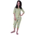 thumbnail image 2 of Moomaya Printed Cotton 3/4 Sleeve Shirt With Capri 2 Piece Nightwear Set Sleepwear For Womens, 2 of 7