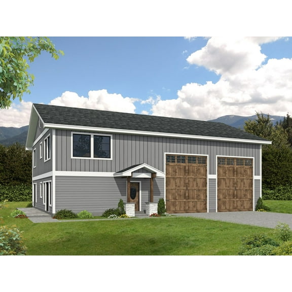 001-4215: Garage apartment Mountain 1 Bed, 1 Bath Luxury Home Plan, 820 Sq Ft: Full Blueprints with License to Build by Home Plan Marketplace - Lesuto