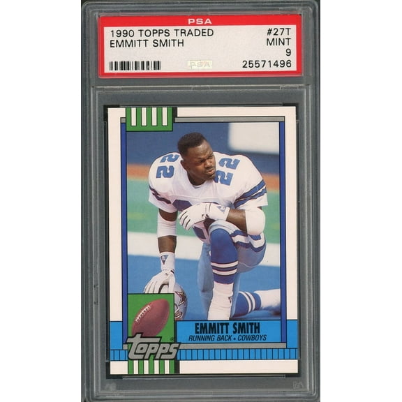 Emmitt Smith 1990 Topps Traded Football Rookie Card RC #27T Graded PSA 9 MINT
