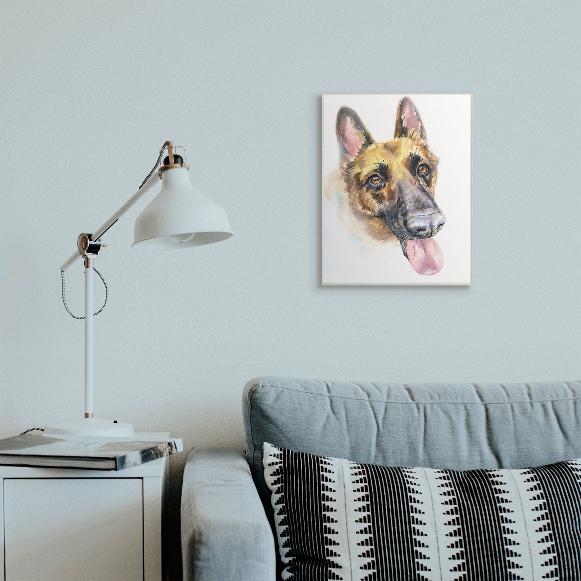 German Shepard Pet Dog Tongue Out Portrait 13 in x 19 in Framed Painting Art Print, by Stupell Home Décor