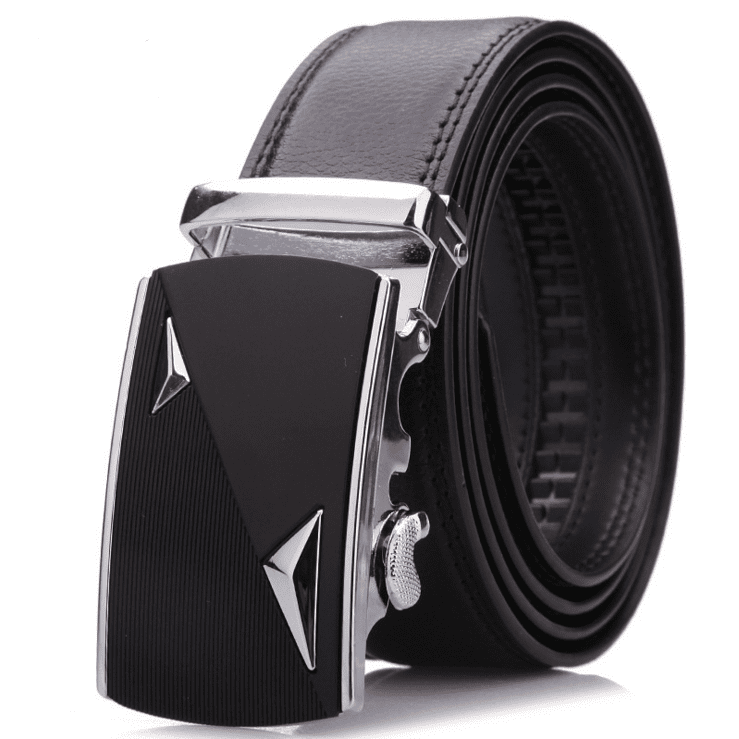 Men's Genuine Leather Belt Black Auto Lock Jaguar Buckle Fashion Designer Dress