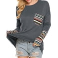 thumbnail image 3 of Xuanfei Women Crew Neck Vintage Splice Print Long Sleeve Blouse, 3 of 5
