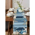 thumbnail image 4 of nqOlkjepod Coastal Starfish Table Runner 120 Inches Long Farmhouse Dress Scarves, Blue Wooden Grain Seashells Country Dining Tablerunner for Coffee Table/Kitchen Island/Party Décor, 13" x 120", 4 of 8
