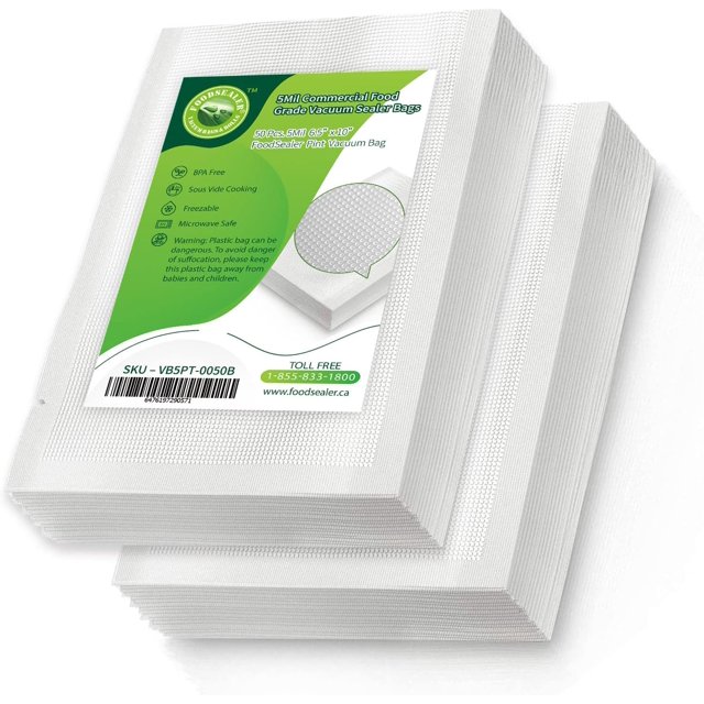 50 Pcs Pint 6” x 10 Food Sealer 5Mil Commercial Food Grade BPA Free Vacuum Sealer Bags for your Cabela's Sealer, Food Clear 5Mil Pint Bag 6.5inch x 10inch C5KOR1014-050BT Vacuum Sealer Bags Rolls