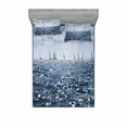 thumbnail image 1 of Nautical Bedding Set with Sheet & Covers, Group of Sailing Boats in the Sea Competition Game Racing Sports Mediterranean Landscape, Printed Bedroom Decor 2 Shams, 4 Sizes, Blue, by Ambesonne, 1 of 3