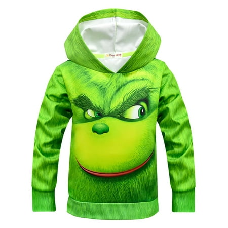Best 3d Christmas Jumpers Kids Boys Girls 3D The Grinch Christmas Hoodie Sweatshirt Jumper Tops Hooded ()
