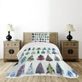 thumbnail image 2 of Ambesonne Christmas Quilted Bedspread Set 2 Pcs, Watercolor Fir Trees, Twin Size, Multicolor, 2 of 4