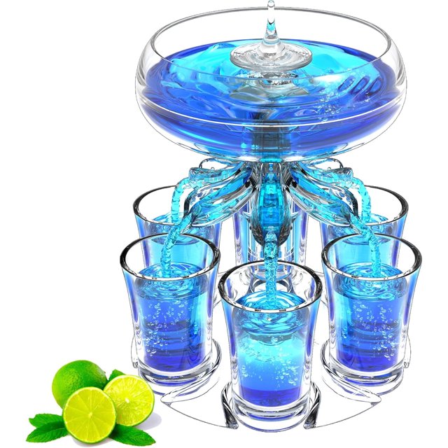 Dispensador de vasos de chupito y soporte con juego de 6 vasos de chupito Fuentes de bebidas líquidas para fiestas Dispensador de vasos de bebida de cumpleaños Accesorios divertidos Regalos para el