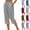 #02 Gray, variant on Cotton Linen Capri Pants for Women Elastic Waist Drawstring Buttoned Split Hem Cropped Trousers Loose Fit Casual Pants , #02 Royal Blue, S