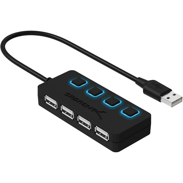 4-Port USB 2.0 Hub with Individual LED Switches (HB-UMLS) - Walmart.com