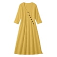 thumbnail image 6 of Uscallm Women's V Neck 3/4 Sleeve Button Down Maxi Dresses Flowy Boho Casual Loose Long Travel Beach Sundresses, Yellow L, 6 of 6
