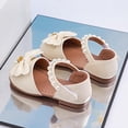 thumbnail image 4 of Xfvqtps Girls Mary Jane Shoes Flats Soft Sole Ballet Bow Detail Pearl Hook and Loop Strap Princess Shoes for Spring Summer Casual Outfit, 4 of 9