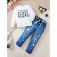 thumbnail image 2 of 4T Baby GirLS Clothes 4T Girls 2PCS Outfits Set Letter Print Round Neck Toddler Girls Long Sleeve Top Pants Set White, 2 of 7