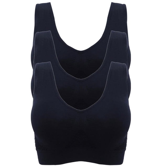 CHUANK Women‘s 3-Pack Seamless Wireless Sports Bra with Removable Pads