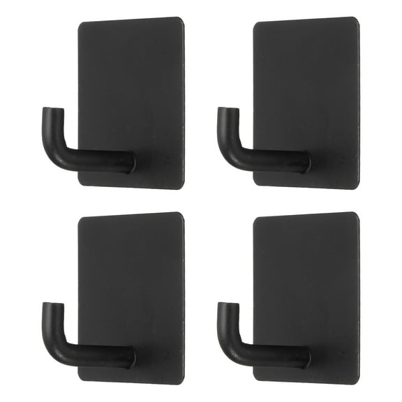 Uxcell 4 Pieces Self Adhesive Hooks Stainless Steel Wall Door Sticky Hangers, Black