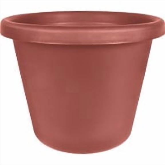 The HC Companies 12 Inch Round Prima Planter - Plastic Plant Pot with Rolled Rim for Indoor Outdoor Plants Flowers Herbs, Clay