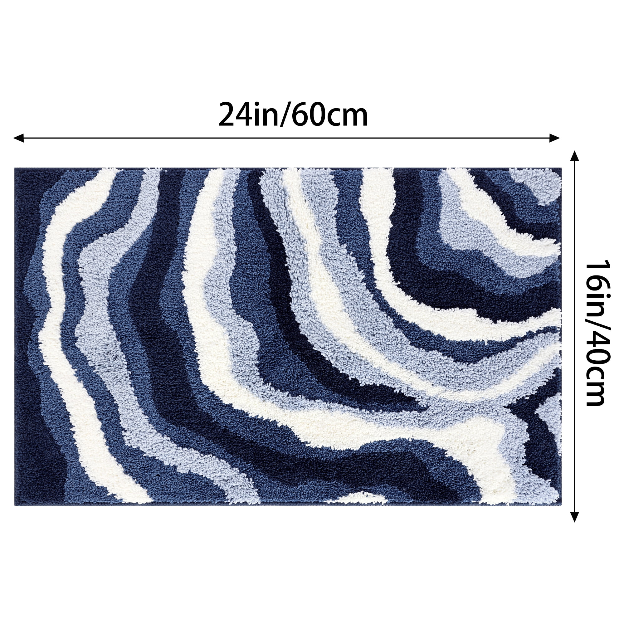 Unique Bargains Bathroom Rug Soft Bath Mat Non-Slip Thickening Bath Rugs Dark Blue 16"x24"