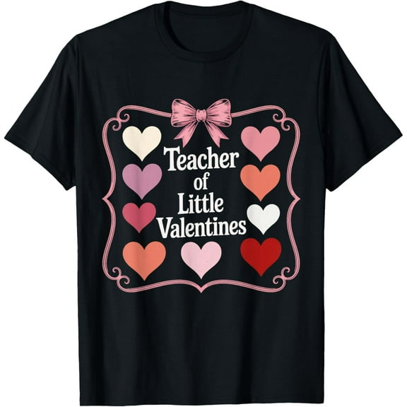 Teacher of Little Valentines Day Hearts Love School Educator T-Shirt TShirt