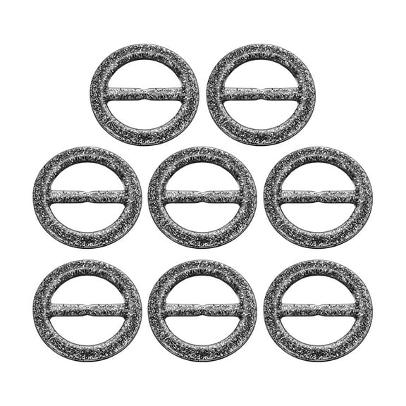 8Pack Plastic Tee Shirt Clips, 30mm Round Bling Resin Scarf Ring Buckle (Black)