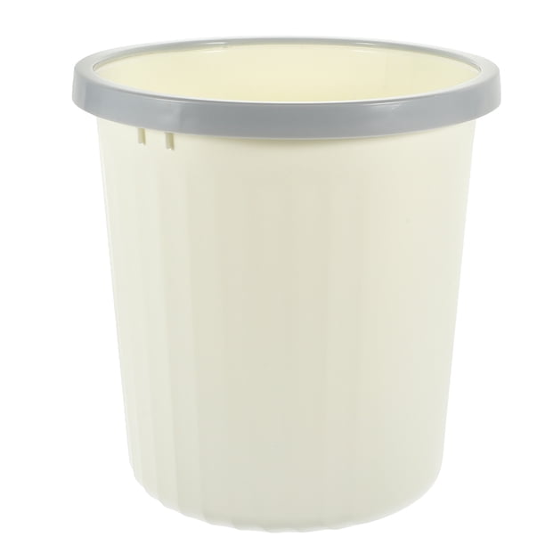 Bote de basura para sala de estar, cesto de basura redondo sin tapa, cubo de basura para oficina, con anillo de prensa