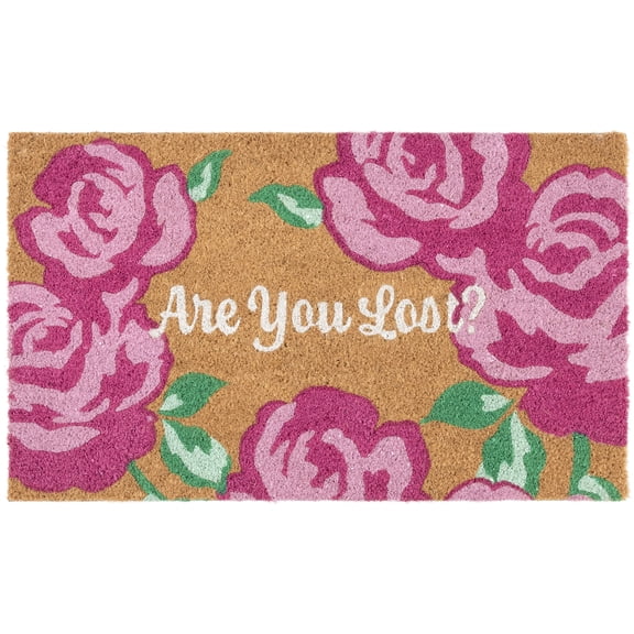 Mainstays Pink Floral Outdoor Doormat, 18 in x 30 in
